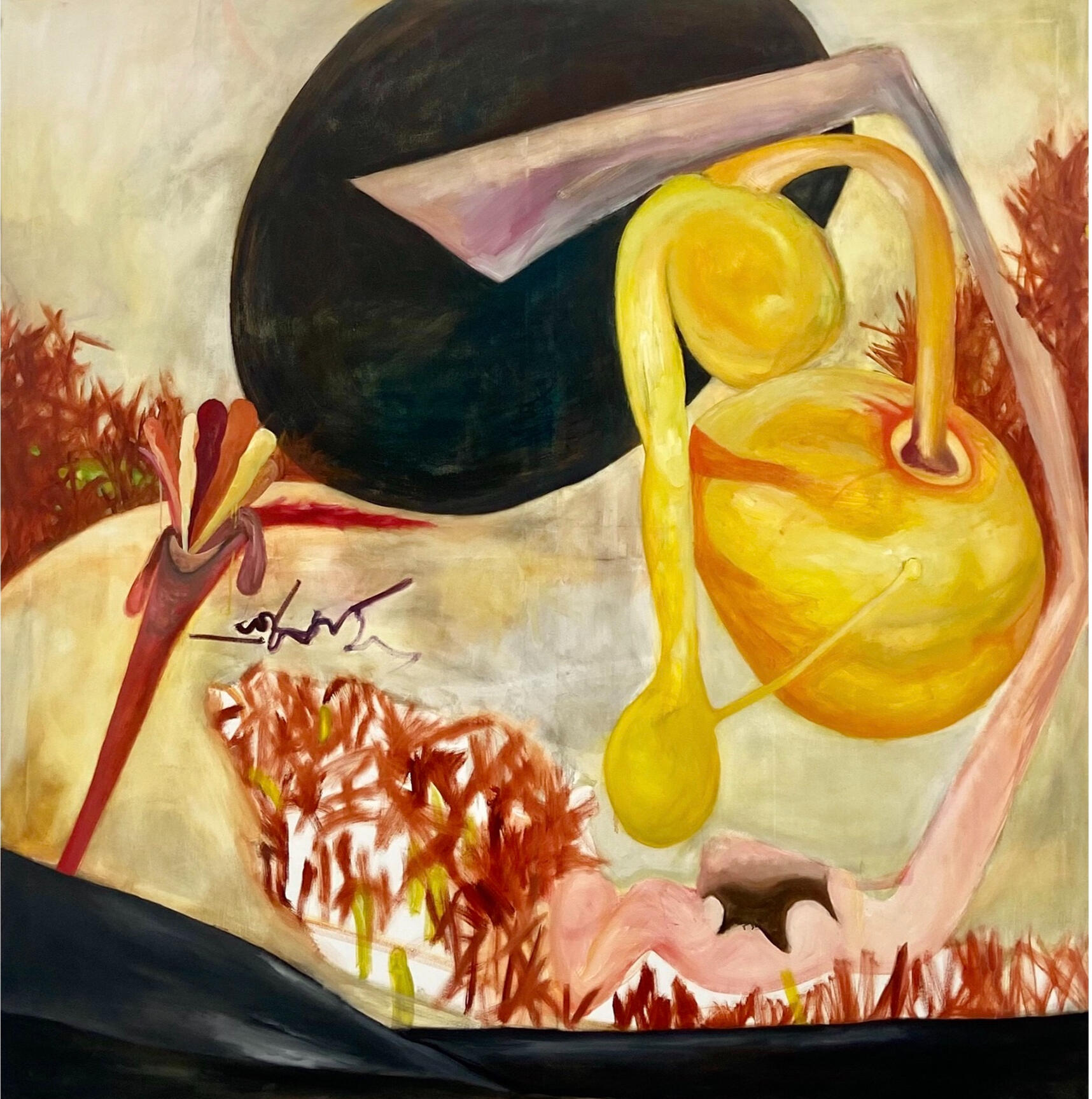 'I remember them with my stomach' 200 x 135 cm. Oil on Canvas.
