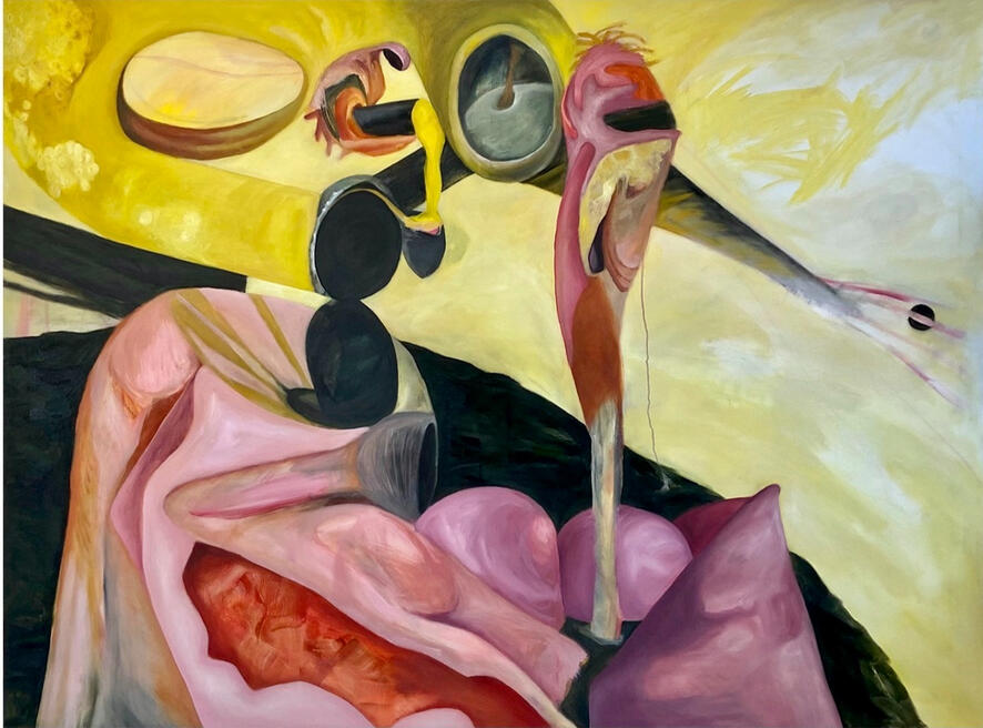 'I remember them with my stomach' 200 x 135 cm. Oil on Canvas.